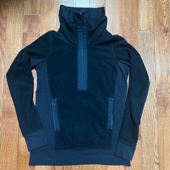Lululemon Post Chaturanga Pullover Fleece Black Size 4 - Picture 1 of 7